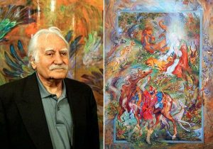 پیکر استاد فرشچیان کنار مقبره صائب تبریزی آرام می‌گیرد